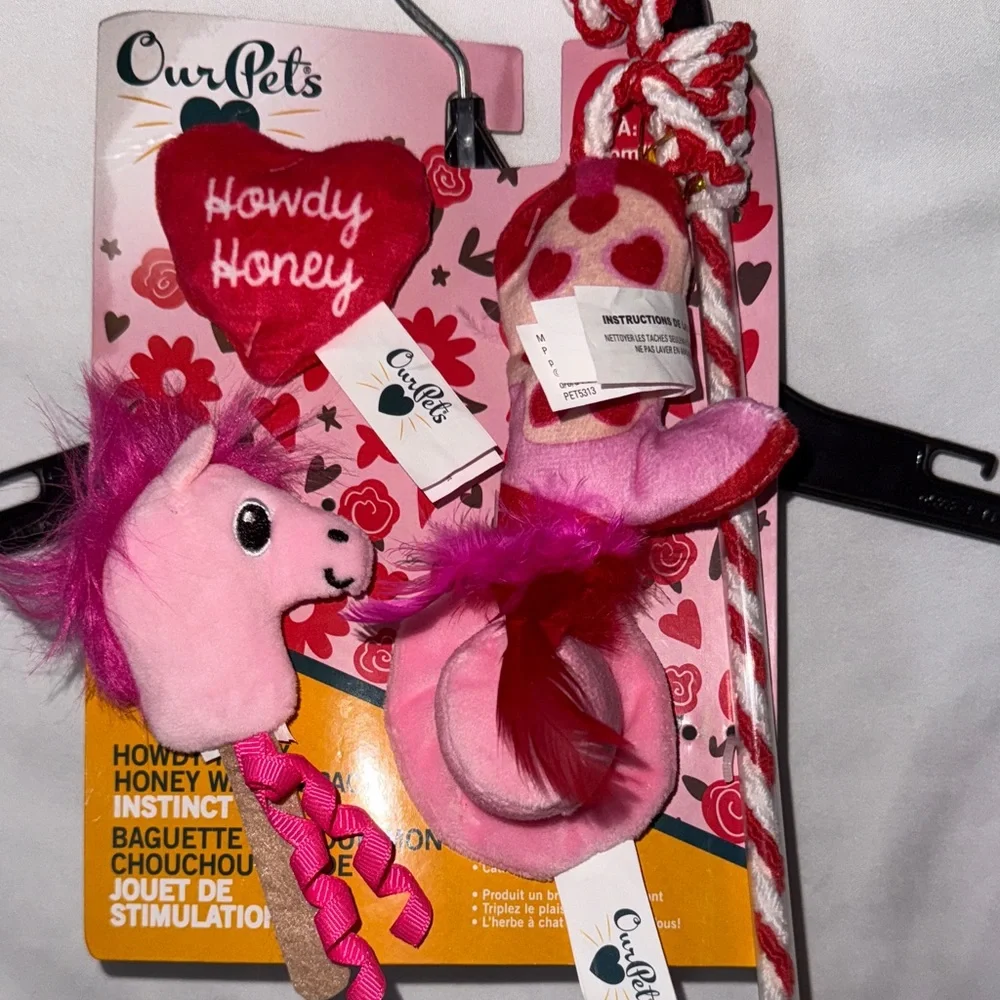 Our Pets Howdy to Honey Wand 4pk Cat Instinct Toy Valentines Day